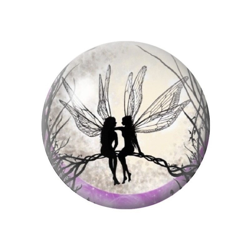Cabochon en Verre Illustré Amies Fées 12 à 25mm