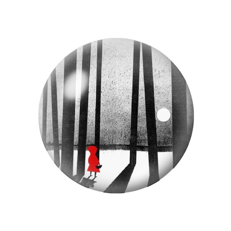 Cabochon en Verre Illustré Le Petit Chaperon Rouge 12 à 25mm