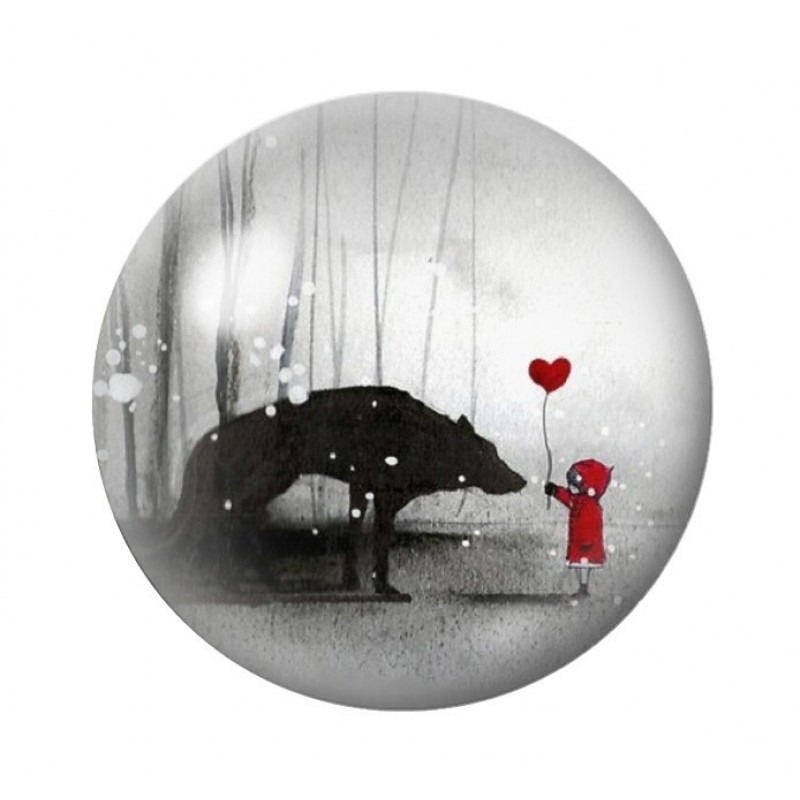 Cabochon en Verre Illustré Le Petit Chaperon Rouge 12 à 25mm