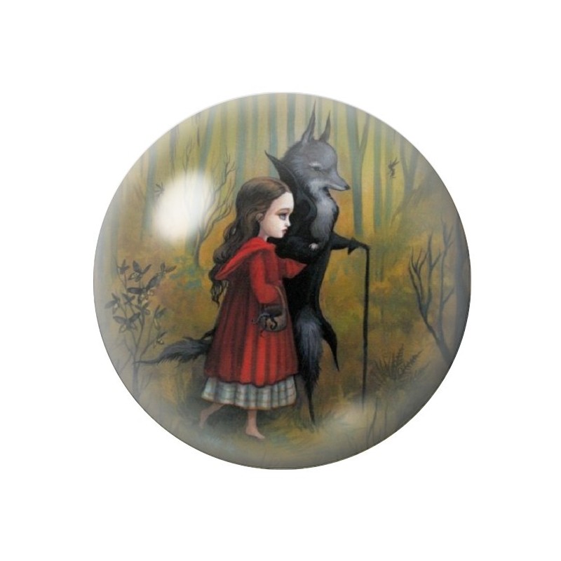 Cabochon en Verre Illustré Le Petit Chaperon Rouge 12 à 25mm