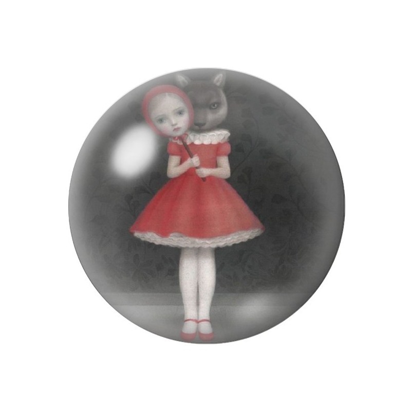 Cabochon en Verre Illustré Le Petit Chaperon Rouge 12 à 25mm