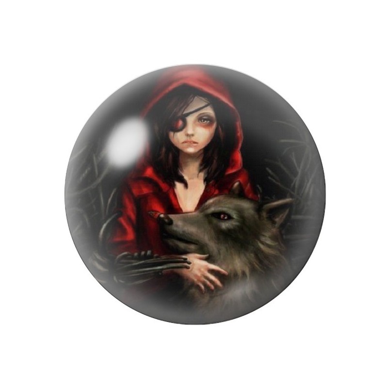 Cabochon en Verre Illustré Le Petit Chaperon Rouge Gothique 12 à 25mm