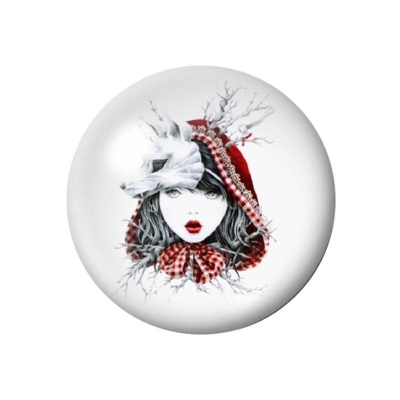 Cabochon en Verre Illustré Le Petit Chaperon Rouge 12 à 25mm
