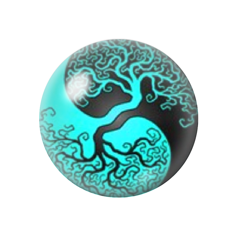  Cabochon en Verre Illustré Arbre Yin Yang 12 à 25mm