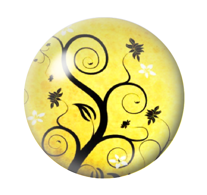  Cabochon en Verre Illustré Arbre Jaune 12 à 25mm