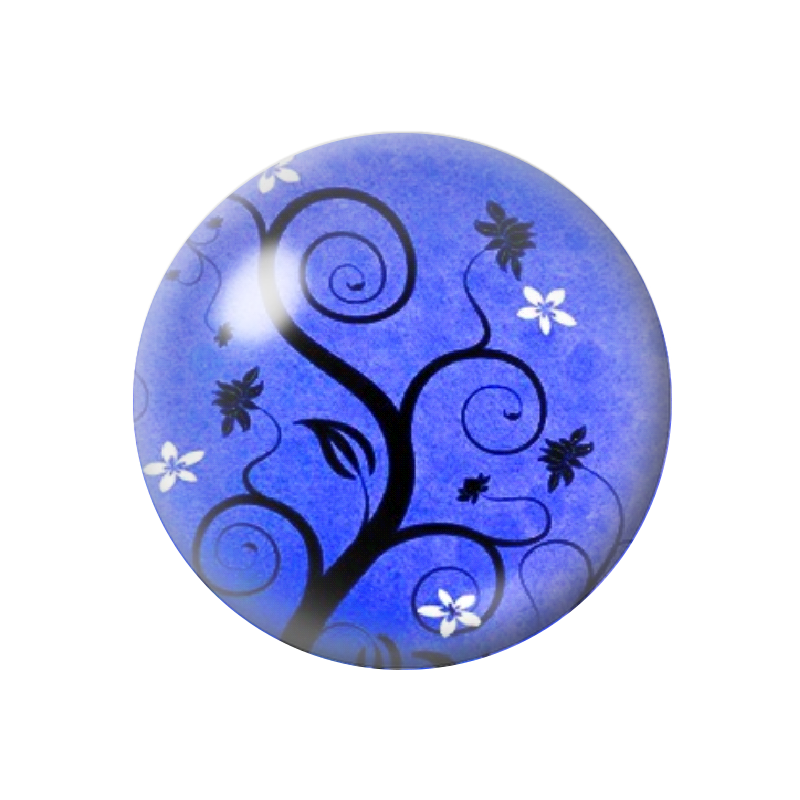  Cabochon en Verre Illustré Arbre Bleu 12 à 25mm