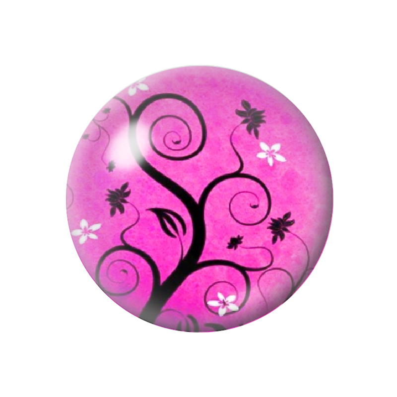  Cabochon en Verre Illustré Arbre Rose 12 à 25mm