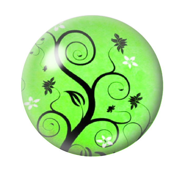  Cabochon en Verre Illustré Arbre Vert 12 à 25mm