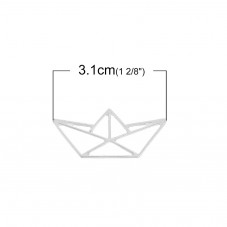 2 Breloques Bateau Origami Argenté 31x14mm