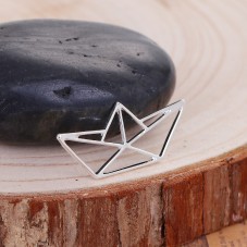 2 Breloques Bateau Origami Argenté 31x14mm