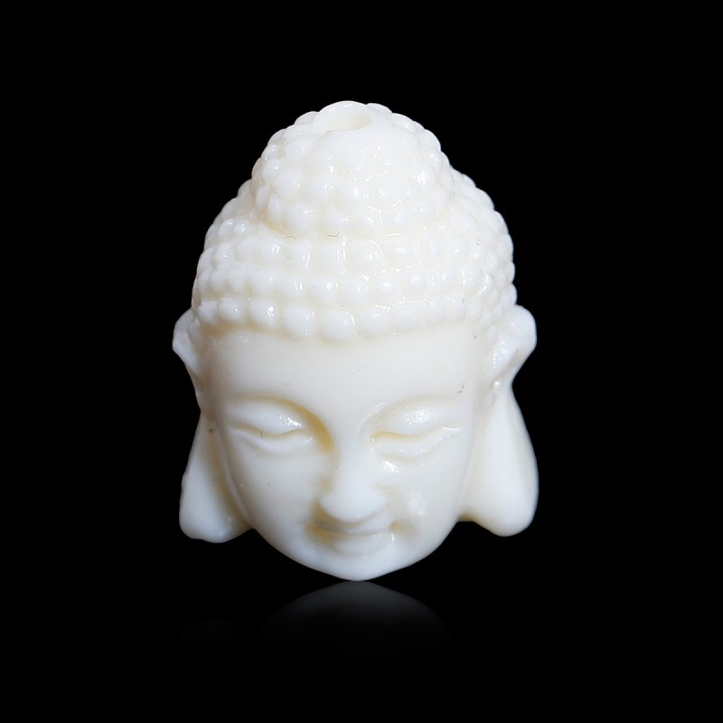 4 Perles Bouddha en Corail Synthétique Couleur Ivoire 16x11mm