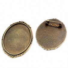 Support Broche Bronze pour Cabochon 30x40mm pour la Création de Bijoux Fantaisie - DIY