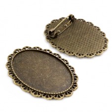 Support Broche Bronze pour Cabochon 30x40mm pour la Création de Bijoux Fantaisie - DIY