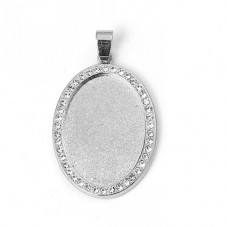 Support Pendentif Strass Argenté pour Cabochon 18x25mm pour la Création de Bijoux Fantaisie - DIY