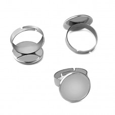 Support Bague Ajustable Argenté en Acier Inoxydable  pour Cabochon 20mm  pour la Création de Bijoux Fantaisie - DIY