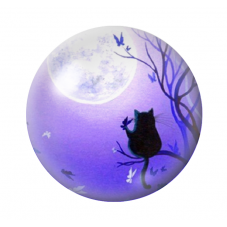 Cabochon en Verre Illustré Chat Lune 12 à 25mm pour la Création de Bijoux Fantaisie - DIY