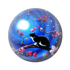 Cabochon en Verre Illustré Chat Lune 12 à 25mm pour la Création de Bijoux Fantaisie - DIY