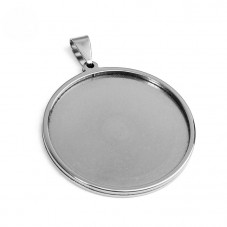 Support Pendentif Argenté en Acier Inoxydable pour Cabochon 25mm