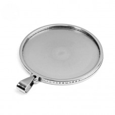 Support Pendentif Argenté en Acier Inoxydable pour Cabochon 25mm