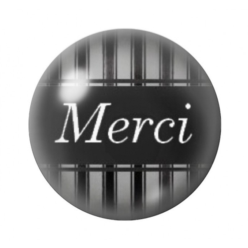 Cabochon en Verre Illustré "Merci"12 à 25mm