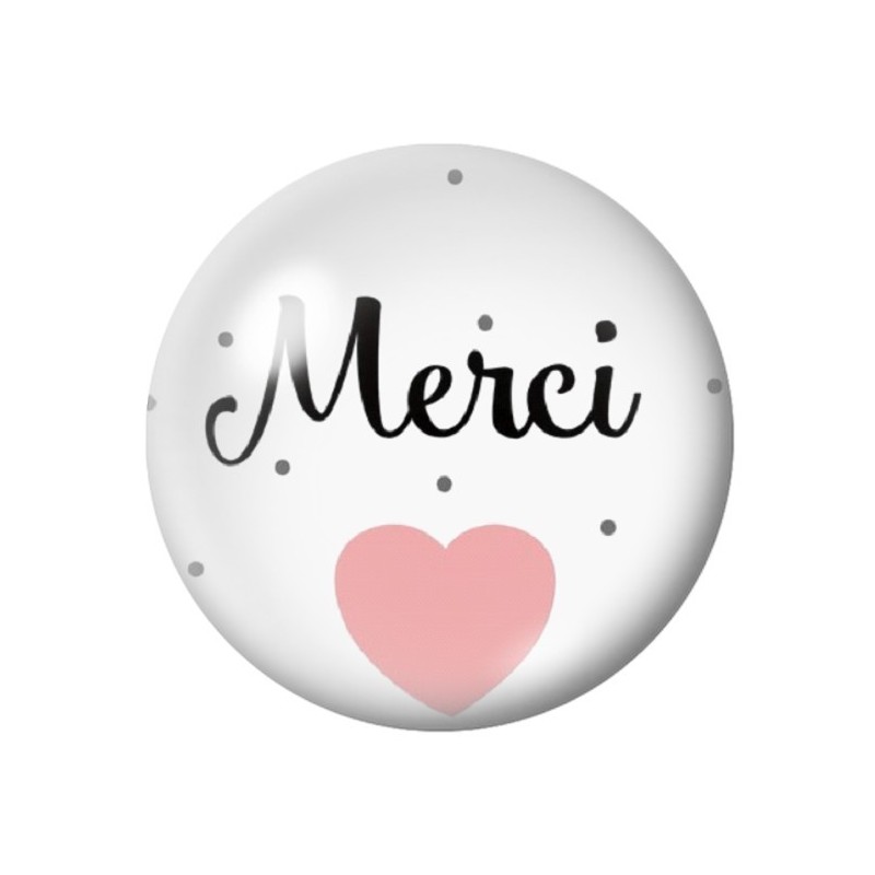 Cabochon en Verre Illustré "Merci"12 à 25mm
