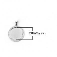 Support Pendentif Strass Argenté pour Cabochon 20mm