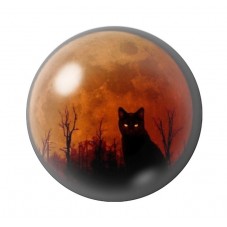 Cabochon en Verre Illustré Chat Lune Orange Halloween Gothique 12 à 25mm pour la Création de Bijoux Fantaisie - DIY