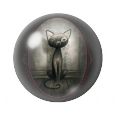 Cabochon en Verre Illustré Chat Noir Gothique 12 à 25mm pour la Création de Bijoux Fantaisie - DIY