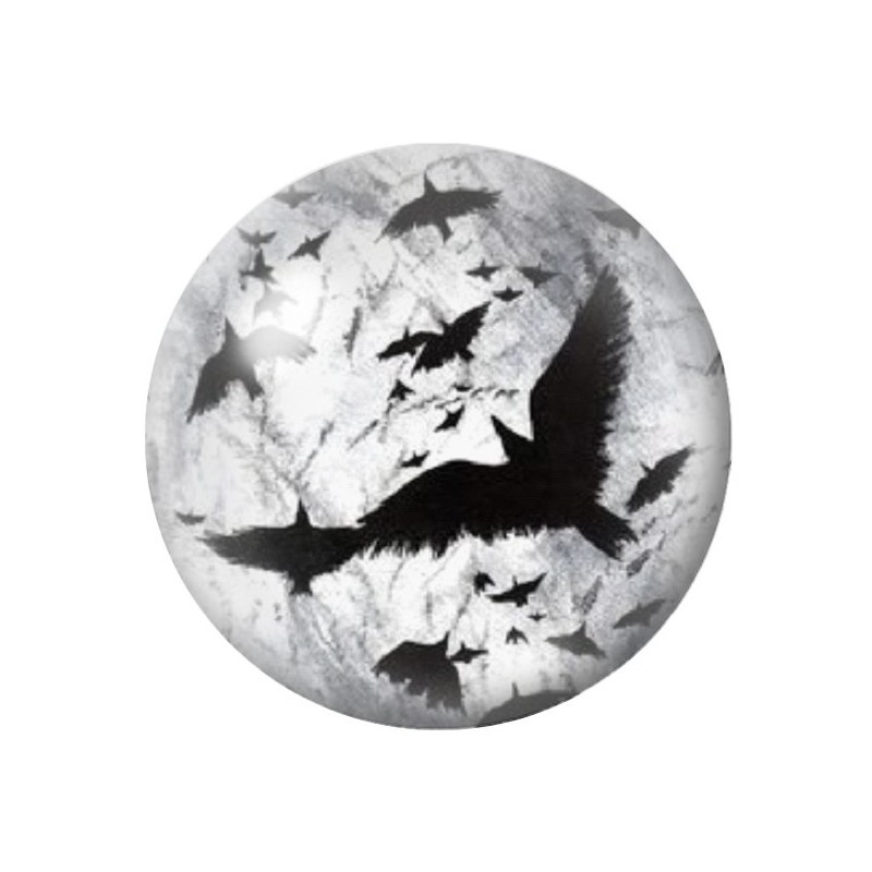 Cabochon en Verre Illustré Corbeaux Gothique 12 à 25mm