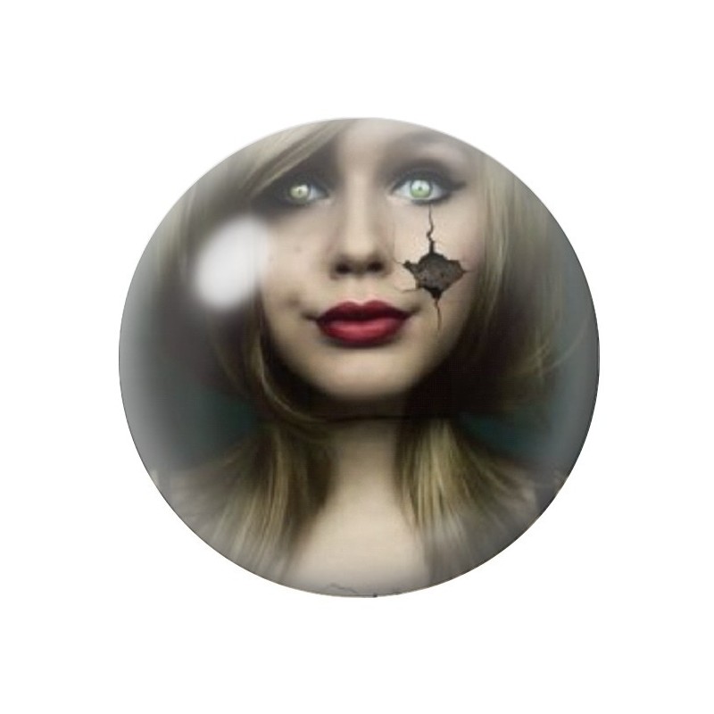 Cabochon en Verre Illustré Femme Cassure Gothique 12 à 25mm