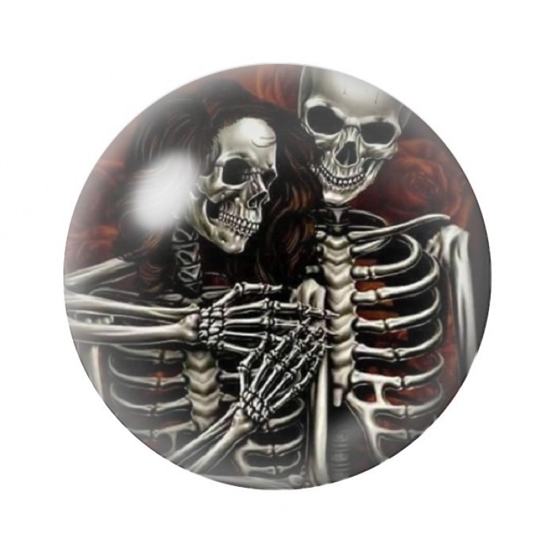 Cabochon en Verre Illustré Couple Squelette Gothique 12 à 25mm