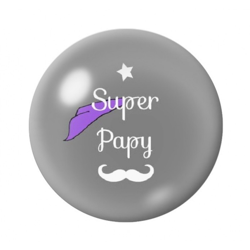 Cabochon en Verre Illustré "Super Papy" 12 à 25mm