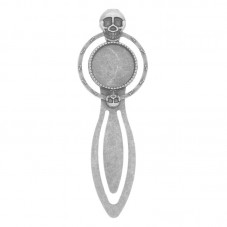 Support Marque-Page Crâne, Signet Argenté pour Cabochon 18mm pour la Création de Bijoux Fantaisie - DIY