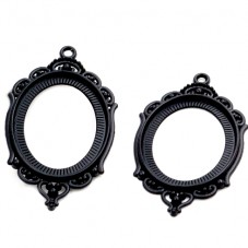 Support Pendentif sans Dos Noir ou Argenté pour Cabochon 30x40mm pour la Création de Bijoux Fantaisie - DIY