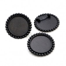 Support Broche Noir pour Cabochon 25mm pour la Création de Bijoux Fantaisie - DIY