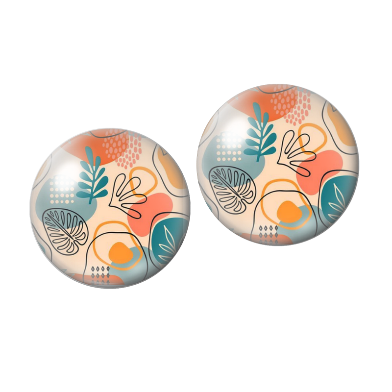 2 Cabochons en Verre Illustré Fleurs 12mm