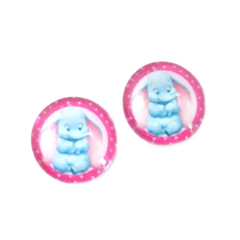 2 Cabochons en Verre Illustrés Éléphant 12mm