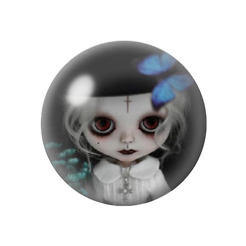 Cabochon en Verre Illustré Poupée Blythe Gothique 12 à 25mm
