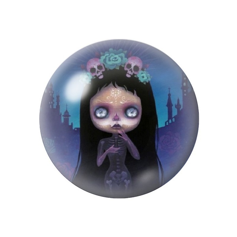 Cabochon en Verre Illustré Poupée Blythe Calavera Gothique 12 à 25mm
