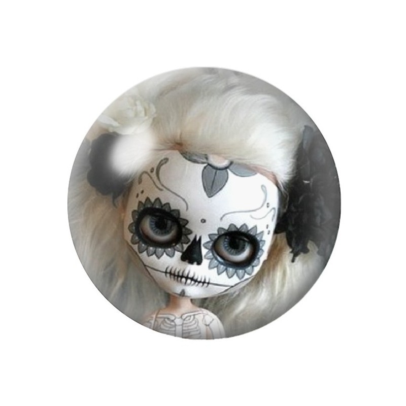 Cabochon en Verre Illustré Poupée Blythe Calavera Gothique 12 à 25mm