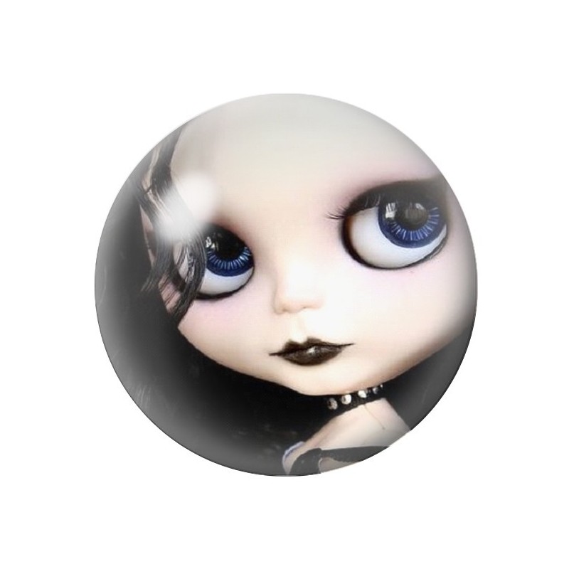 Cabochon en Verre Illustré Poupée Blythe Gothique 12 à 25mm 