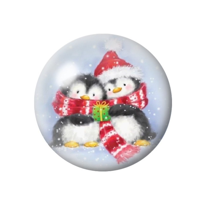 Cabochon en Verre Illustré Pingouins Hiver Noël 12 à 25mm
