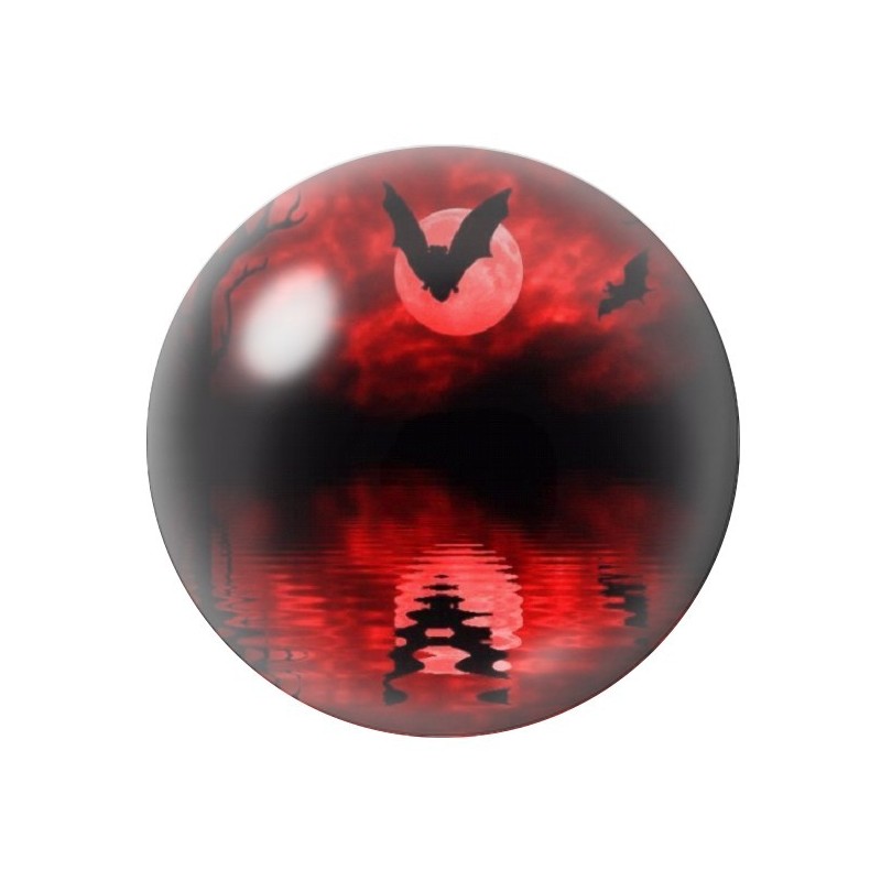 Cabochon en Verre Illustré Chauve-Souris Halloween 12 à 25mm