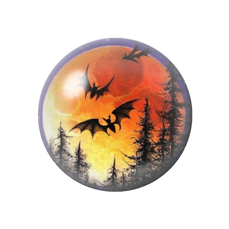 Cabochon en Verre Illustré Chauve-Souris Halloween 12 à 25mm