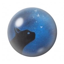 Cabochon en Verre Illustré Chat Nuit 12 à 25mm pour la Création de Bijoux Fantaisie - DIY