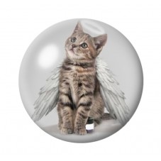 Cabochon en Verre Illustré Chat Ange 12 à 25mm pour la Création de Bijoux Fantaisie - DIY
