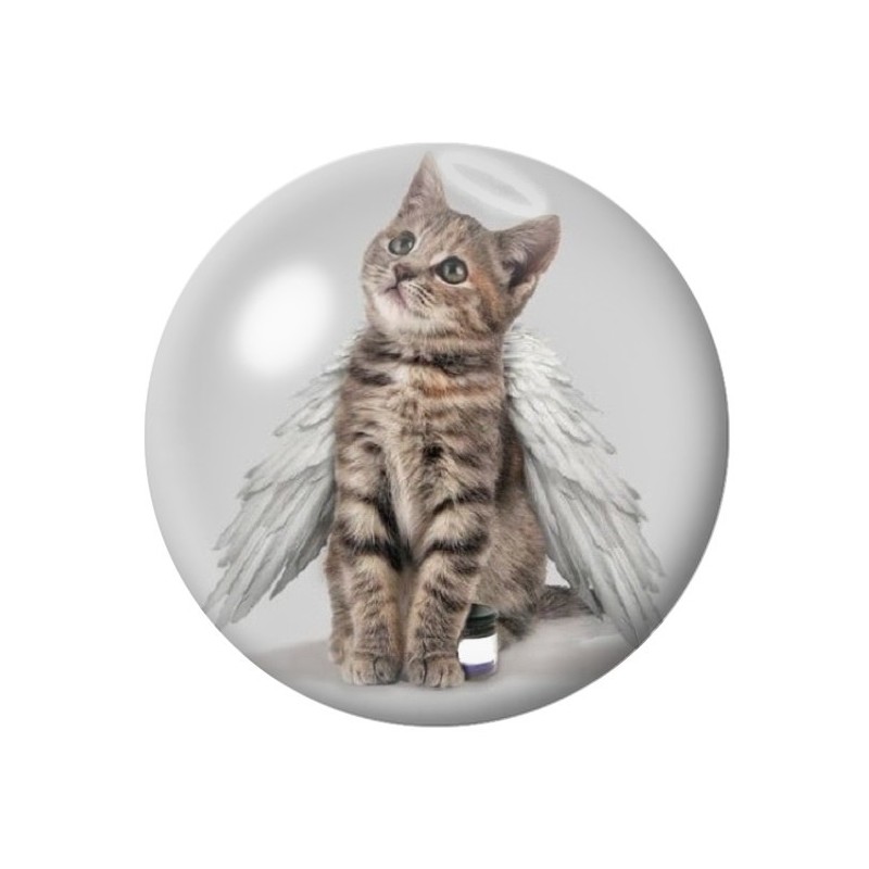 Cabochon en Verre Illustré Chat Ange 12 à 25mm