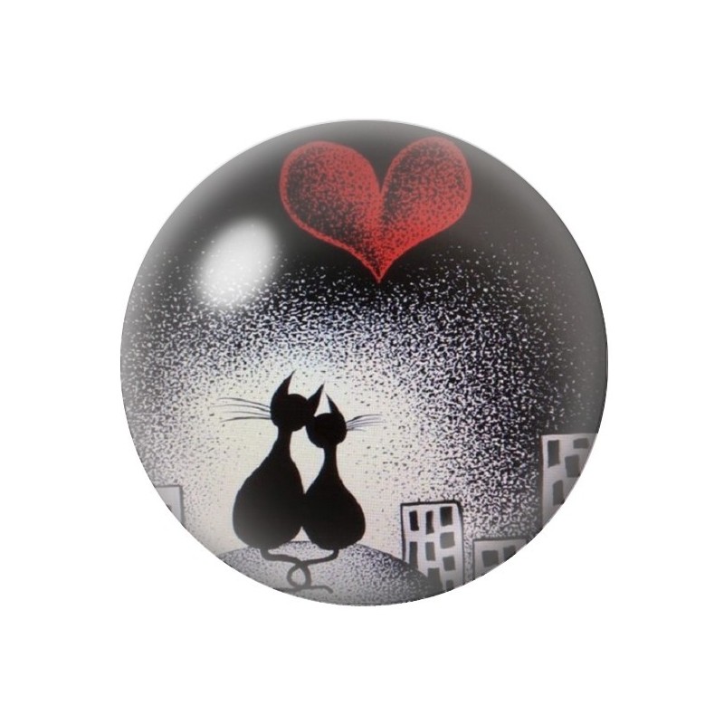 Cabochon en Verre Illustré Chats Amoureux 12 à 25mm