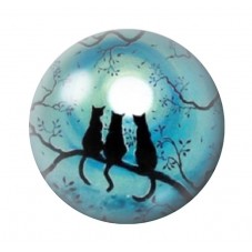 Cabochon en Verre Illustré Chats Lune 12 à 25mm pour la Création de Bijoux Fantaisie - DIY