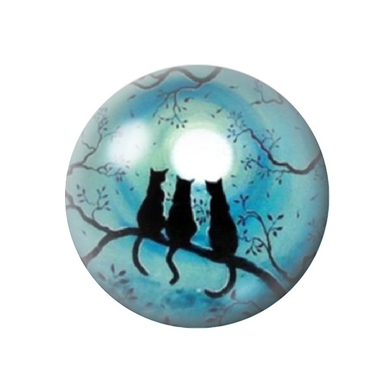 Cabochon en Verre Illustré Chats Lune 12 à 25mm